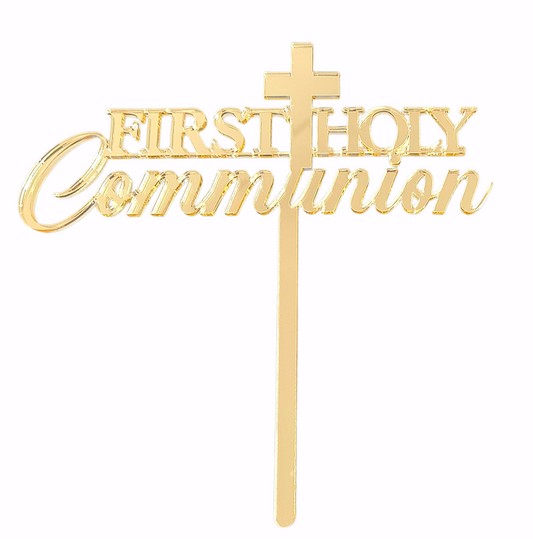 First Holy Communion with Cross - Cake Topper