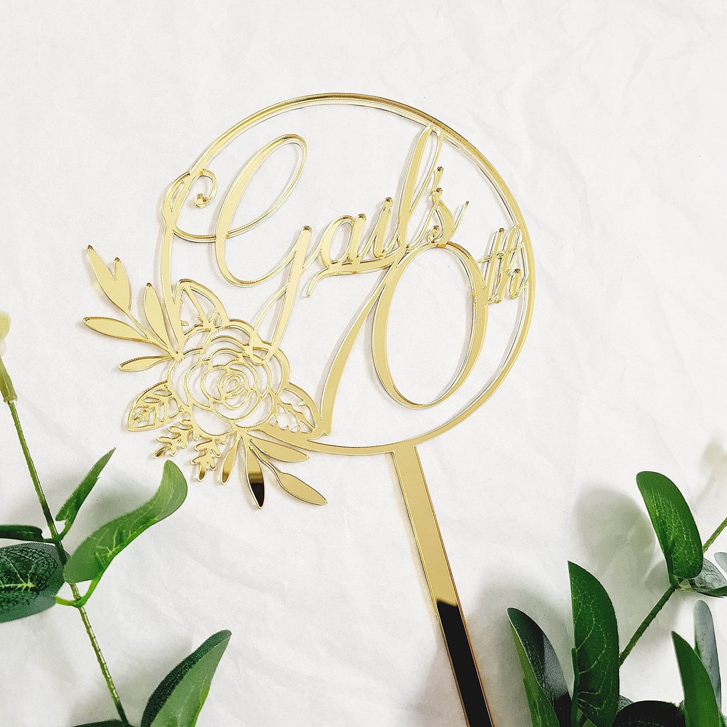 Floral Wreath Personalised Cake Topper