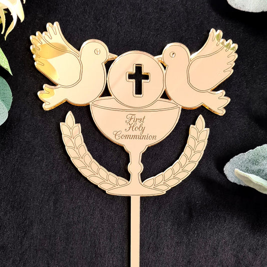 First Holy Communion with Chalice and Doves  - Cake Topper